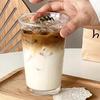 Ins Style Flip-Top Glass Beverage Cup for Coffee, Tea, Milk, Milkshakes, Lattes, and More