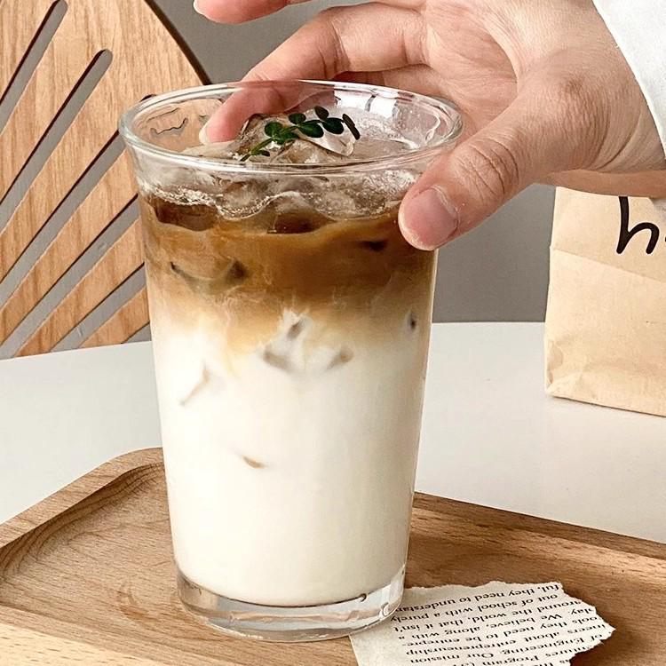 Ins Style Flip-Top Glass Beverage Cup for Coffee, Tea, Milk, Milkshakes, Lattes, and More