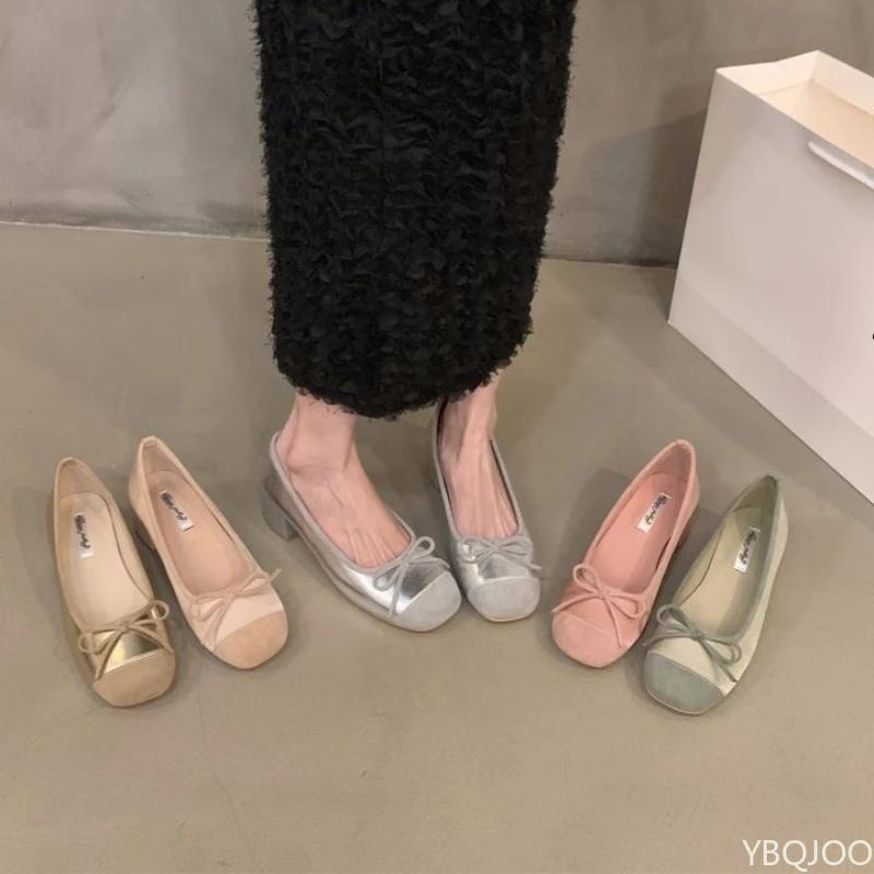 Ladies New Mary Jane Flats Retro Ballet Red Single Shoes Bow Shaped Elegant Women's Shoes Light Comfortable Flat Mujer