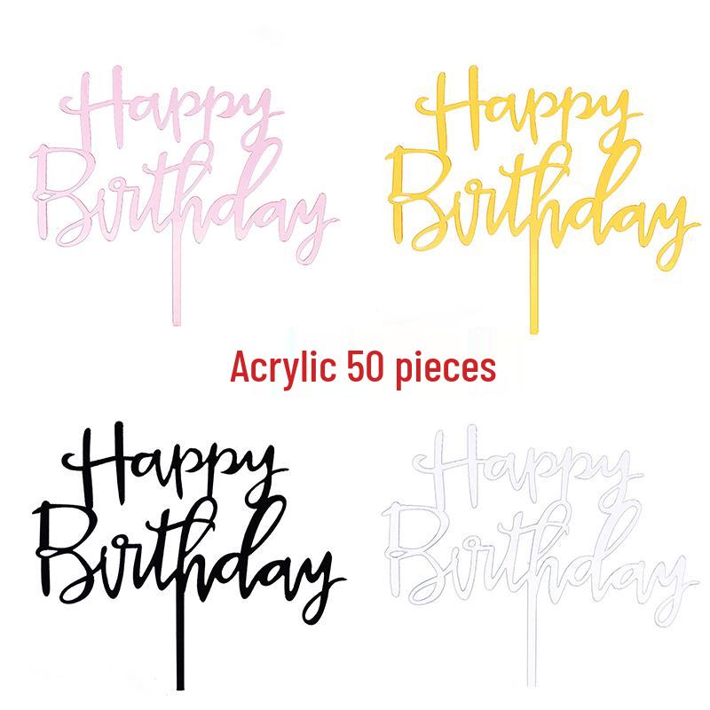 50 Stück Goldene Acryl-Kuchenstecker - Geburtstag, Festival, Muttertagsfeier