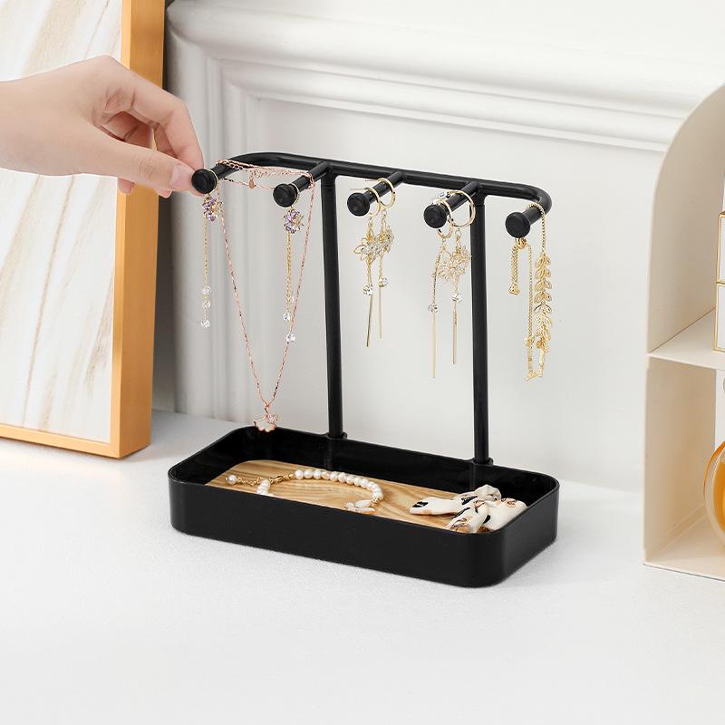 White Multifunctional Jewelry Organizer: Necklace Stand, Ring Box, Earring Holder for Dressing Table
