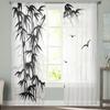 Schwarze transparente Vorhänge mit Bambus-Vogelmotiv für Wohnzimmer, Schlafzimmer, Tüllvorhänge, Küchenfensterbehandlungen, Vorhänge