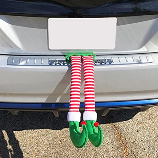 

Christmas Elf Santa Claus Legs Stripes Pattern Xmas Holiday Car Party Pendant