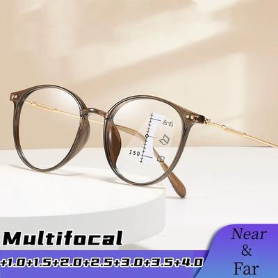 Retro Ultralight Progressive Reading Glasses Women Men Multifocal Eyeglasses Classic Anti-blue Light Near Far Presbyopia Glasses