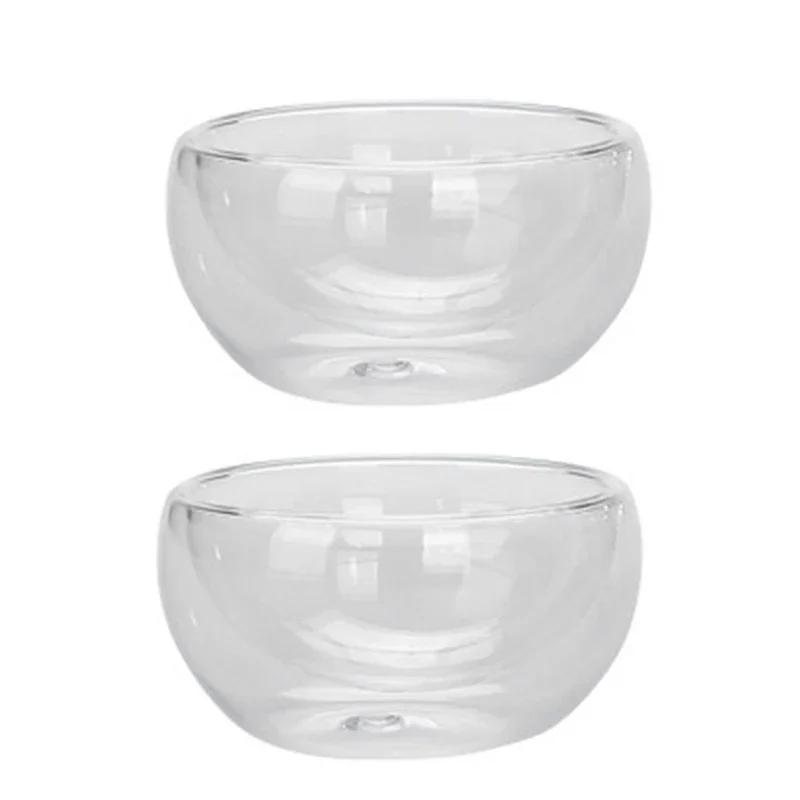 2/6Pcs Double Layer Glass Tea Cup Set Transparent Drinkware Coffee Milk Water Mug Multi-Purpose Brewings Tea Cup Kitchen Tools