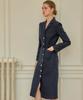 Julie And Kara 24 Fw Collar 99 Etoile Long Queen Dress Tweed Dress Navy