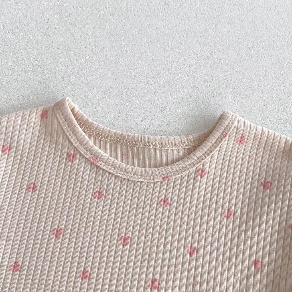 Short-Sleeve Heart T-Shirt & Striped Shorts Set