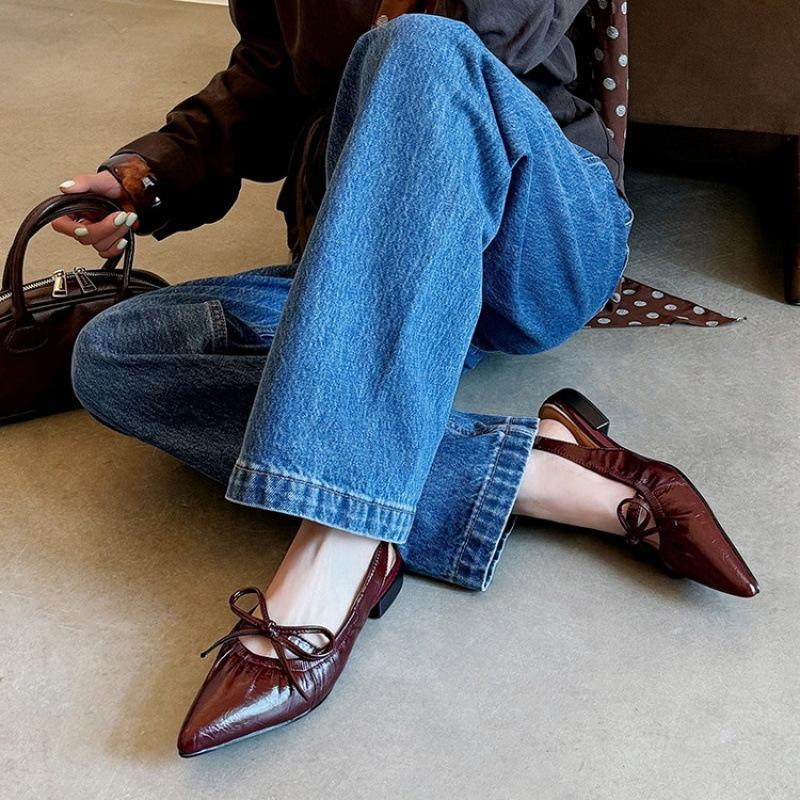 French Pointed Head Low Heel Back Strap Sandals Women's Summer Versatile Women's Bag Head Slippers Commuter Bag Head Shallow Mouth Temperament