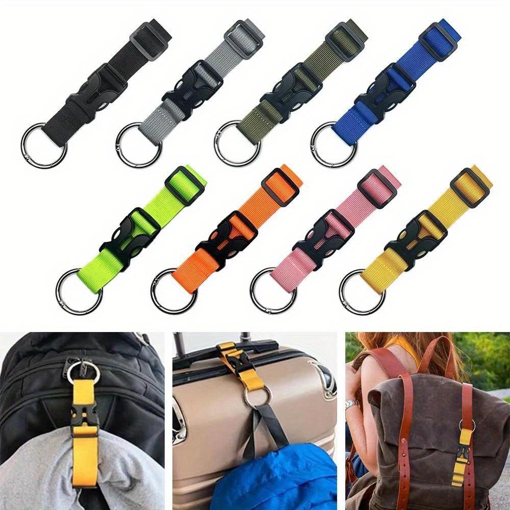 1pc Durable Polyester Luggage Strap Adjustable Locking Buckle & Metal Ring Multi-Color For Travel, Outdoor Hunting & Fishing Gear