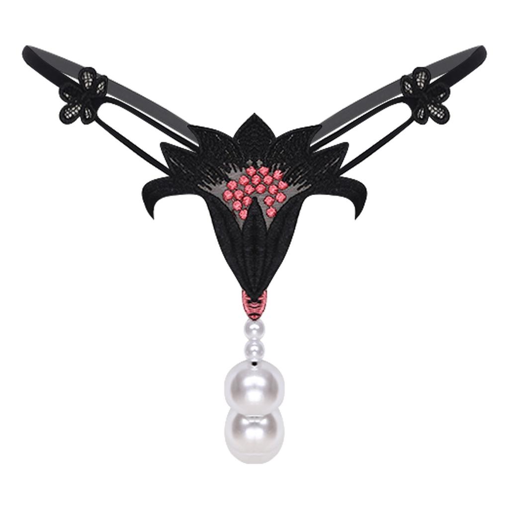 Dámske G-Stringové nohavičky s perličkami Dizajn s umelými perlami Tenký pás Otvorený rozkrok T-späť Provokatívne tangá