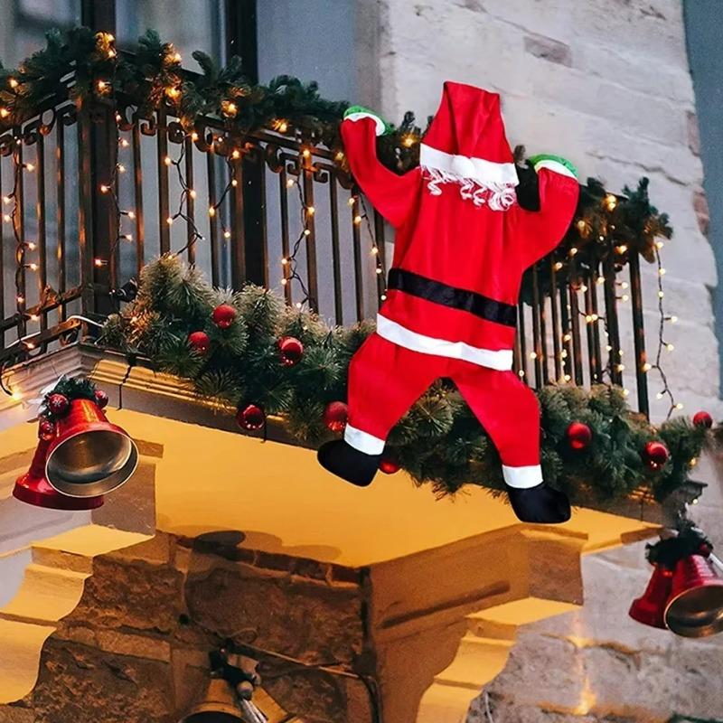S/L Hanging Santa Claus Decoration Climbing Window Balcony Roof Chimney Climbing Santa Claus Christmas Party Outdoor Ornament