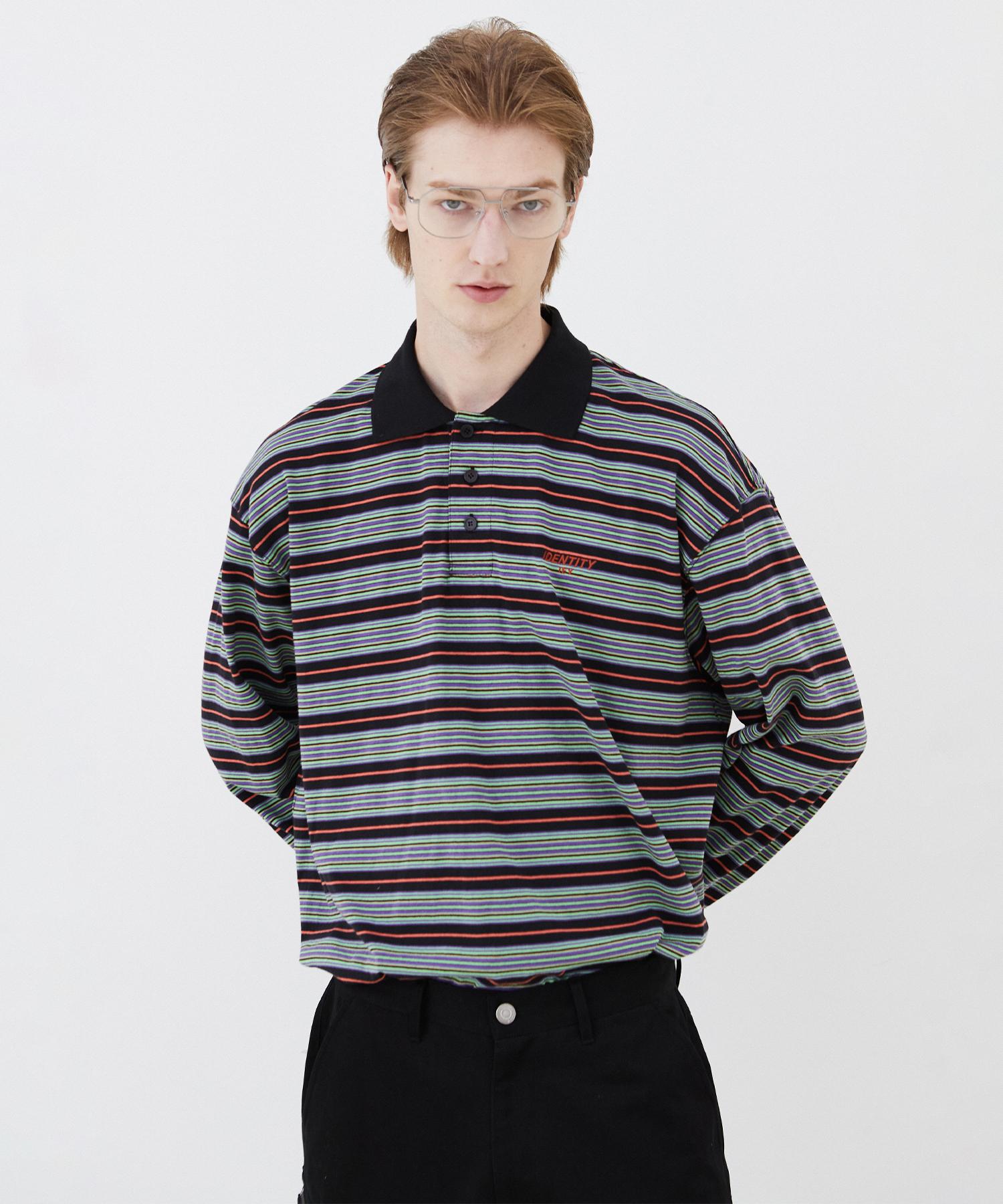 Kid Stripe Collar T-Shirt Black M/Free