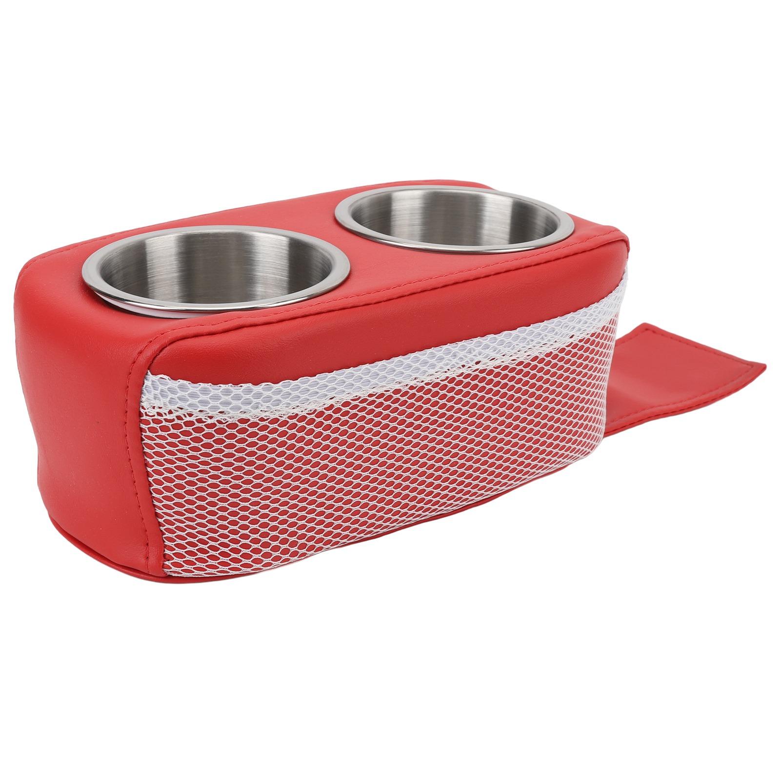 

Pontoon Cup Holder with Double Stainless Steel Cupholder Portable Stable Universal for Boat Yacht RV Car Red