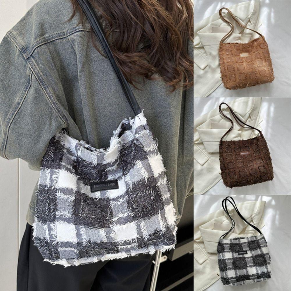 

Canvas Shoulder Bag Bucket Bag Totes Bag Simple Underarm Bag Ladies