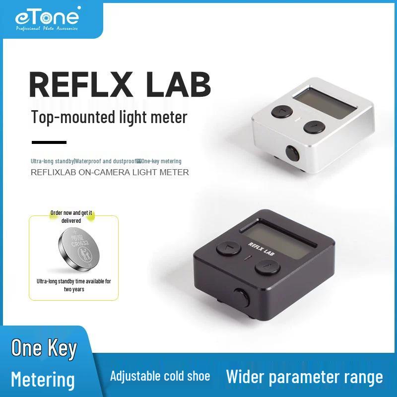 

REFLX LAB Metal Top-Mounted Light Meter: One-Button Real-Time Metering for Leica, Hasselblad, Voigtlander. чёрный