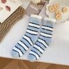 Women's Coral Fleece No-Shedding Horizontal Stripe Floor Socks