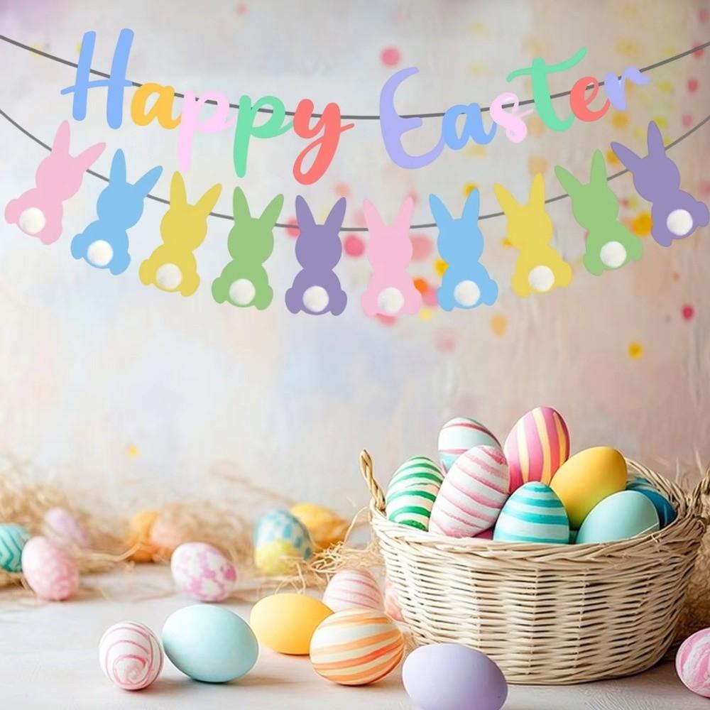 Cartoon Bunny Spiral Hanging Decor Paper Pom Pom Garland  Wedding Anniversary