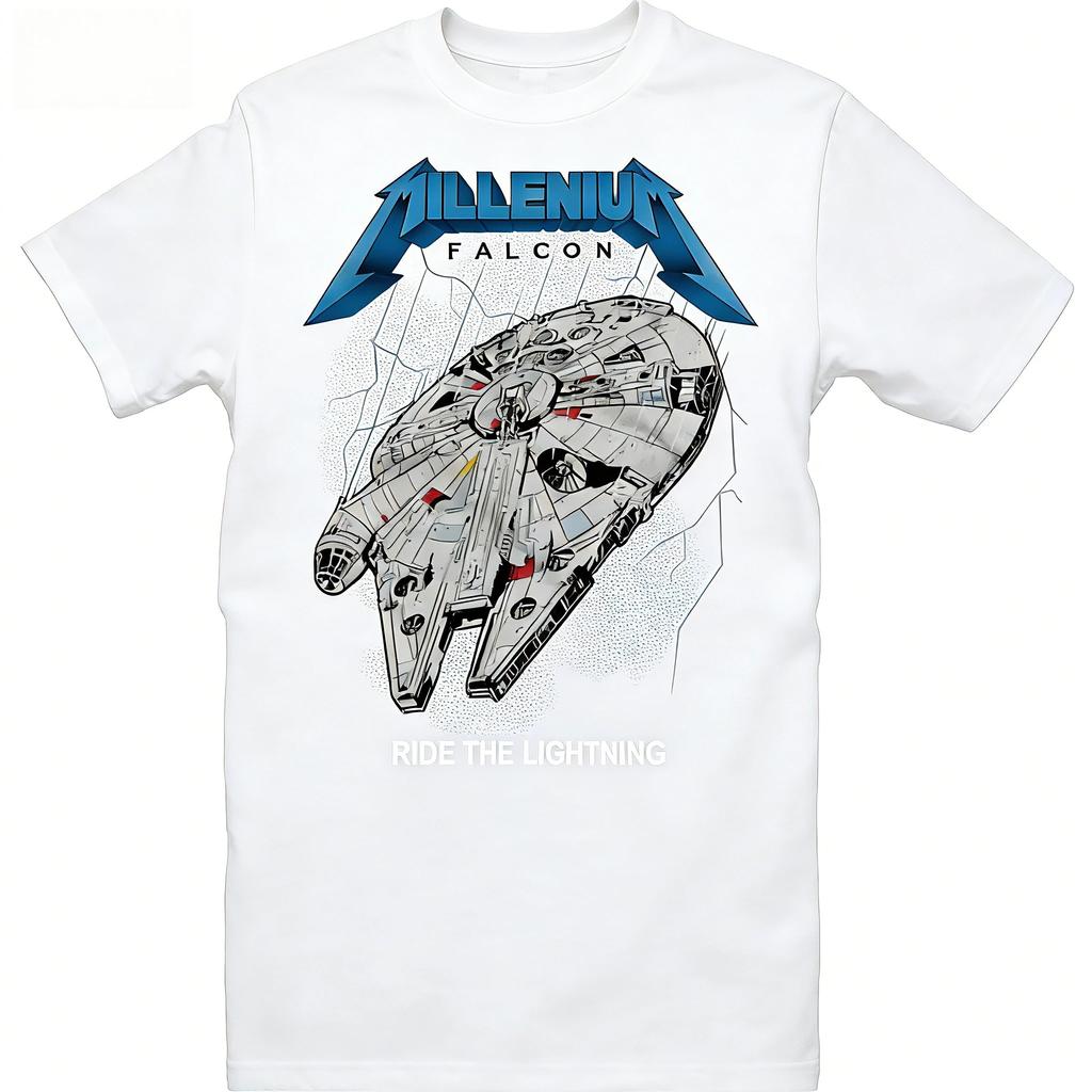 2026 Star Wars Mash-up - Millennium Falcon Poster Pattern Design for Children's Clothing T-shirt. Comfortable High-quality