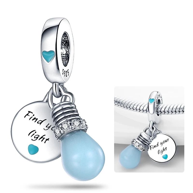 Blue Bulb Pendant Copper Plated Fitted Pendant Copper Original Bracelet For Jewellery Making