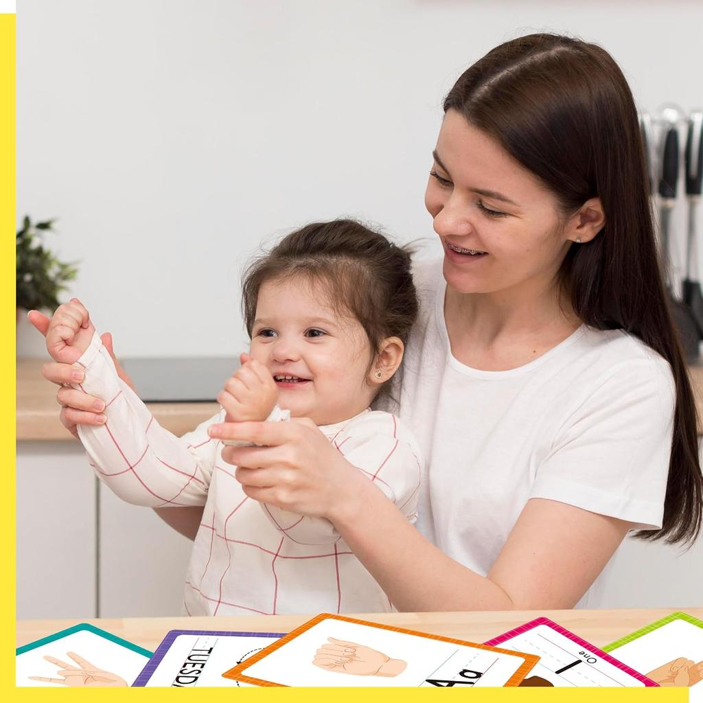 ASL Alphabet Line Bulletin Board Set, 43pcs Letters Numbers Week Sign Language Decorations, 26 Letters/7 Days of the Week1-10 Numbers Small Posters