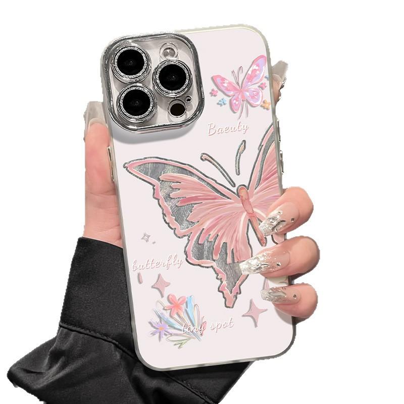 Hollow Butterfly Design For Apple iPhone 16/15/14/13/12/11 Pro Silicone Case, Full Coverage Protection