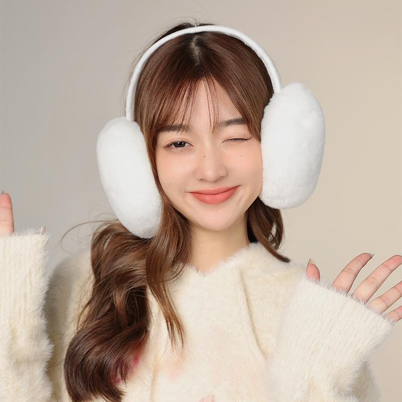 Pluszowe Ciepłe Nauszniki Damskie Słodkie Nauszniki Zimowa Ochrona Uszu Zimoodporne Zimowe Jednokolorowe Ocieplacze na Uszy Składane Jesienno-Zimowa Torba na Uszy Duże