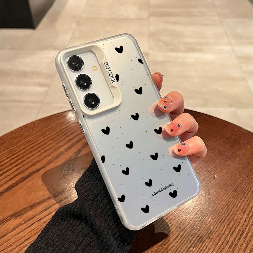Black Love Heart Hard Case For Samsung Galaxy S26 Ultra S25 FE S24 Plus A57 A37 A17 A16 A06 A07 A56 A36 A26 A15 A35 A54 5G Cover