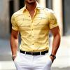 New Style Casual Men's Summer Shirt Short Sleeves 3D Lines Printed Stylish Loose Tops Essential for Hawaii Tourism