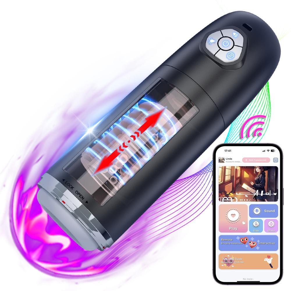 Male Masturbator Cup Automatic Telescopic Rotating Pussy Penis Exercise Real Vagina Masturbation Blowjob Adults Sex Toys for Men