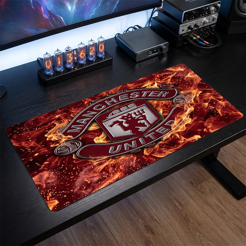 Tappetino per Mouse con Motivo a Tema Manchester United FC, Tappetino XXL per Scrivania da Gaming con Design del Logo del Calcio, Tappetino per Mouse del Computer Antiscivolo
