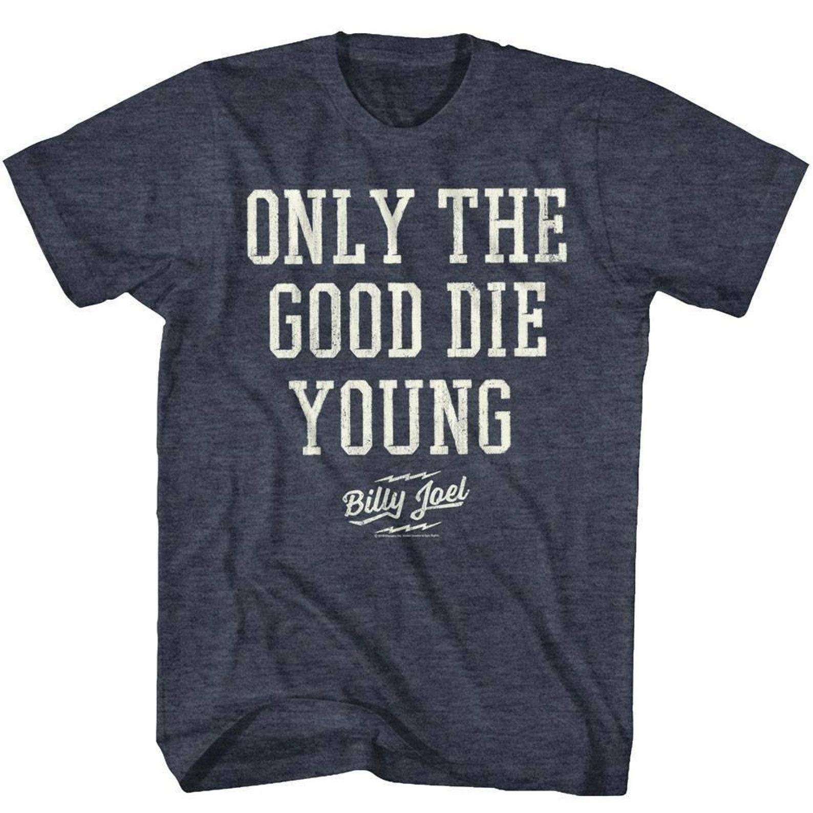Billy Joel Only The Good Die Young Navy Heather Adult T-Shirt M