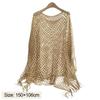 Knitted Shawl Jacket Gold Silver Wire Mesh Poncho Simple Design Cover Up  Vacation