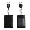 PU Leather Badge Holder Black Name Card Badge Fashion Retractable Key Chain Card Case  Female