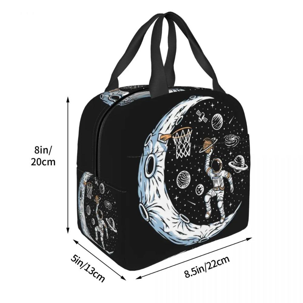 Astronaut Playing Basketball In Space Insulated Lunch Bag for Women Children Leakproof Food Boxes Thermal Lunch Box Tote