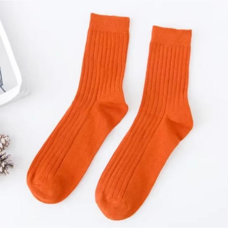 Fashion Solid Color Mens Long Socks Soft Cotton Breathable Stripe Non-slip Mid-tube Sock School Uniform Daily Wear Crew Socks