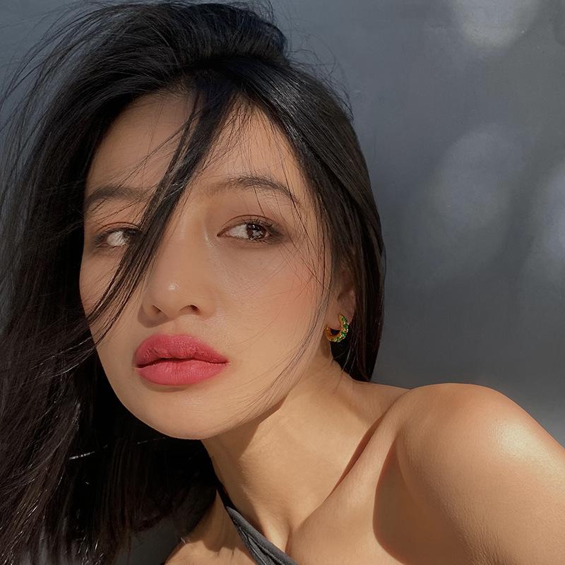 Emerald Green Crystal Gold Hoop Earrings - Vintage Ear Cuffs & Studs for Women