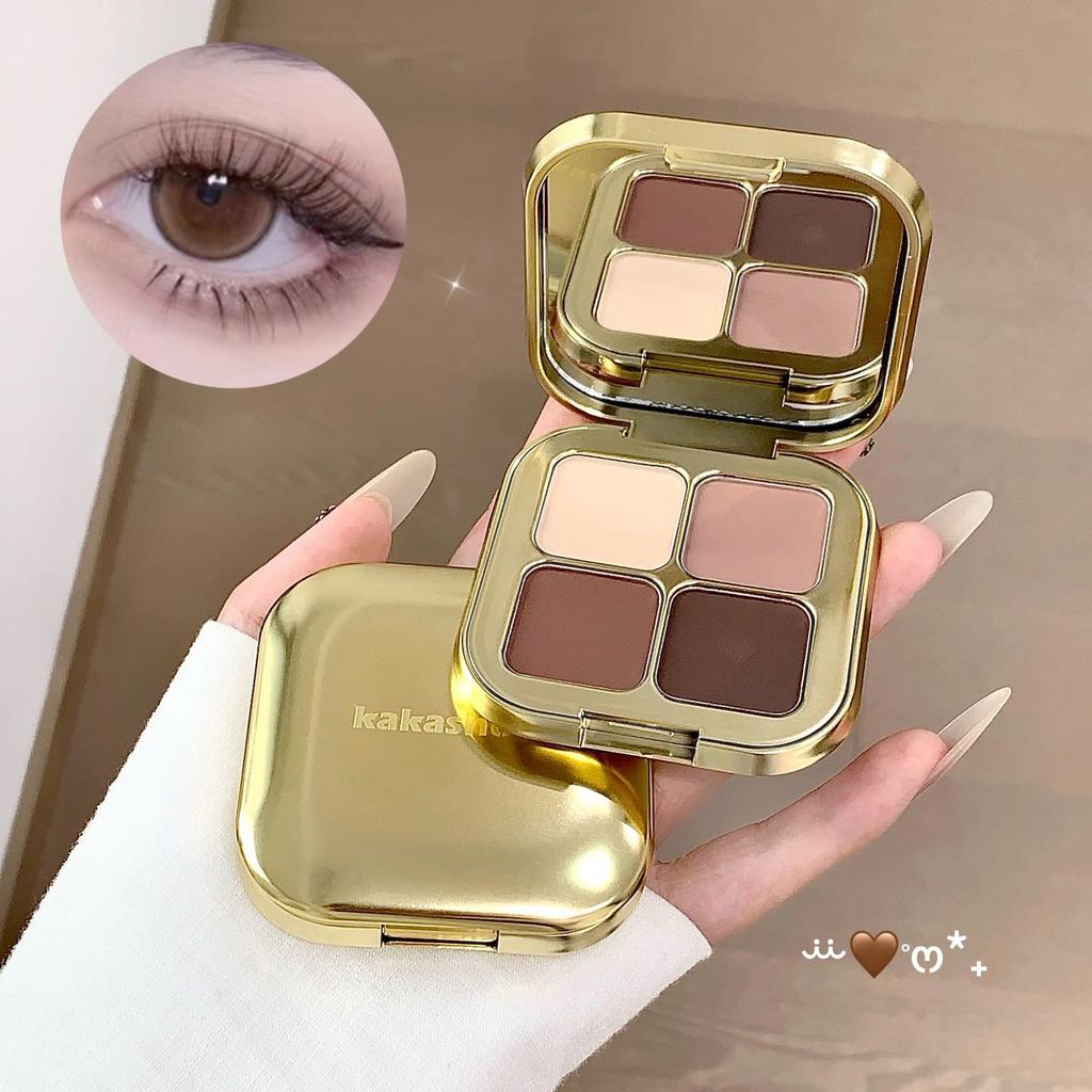 KAKASHOW 4 Colors Eyeshadow Palette Matte Shimmer Pearlescent Glitter Eye Shadow Long Lasting Easy To Eyes Makeup Palette