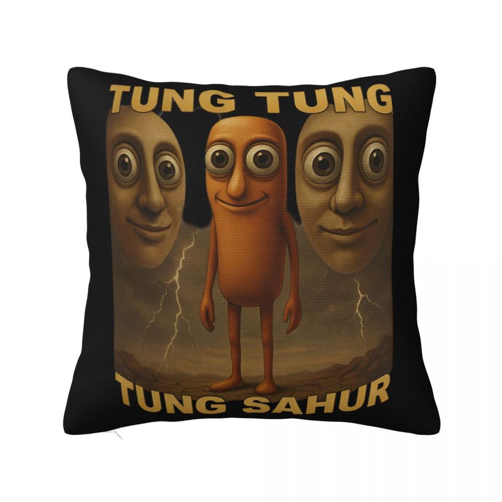 Tung Tung Tung Sahur Square Pillow Case Italian Brainrot Meme Cushion Covers Fashion Decorative Pillowcover for Seat 18