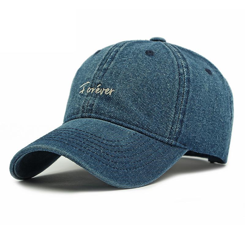 

Denim Embroidered Letter Cap Women Sunscreen Sun Hat Men Baseball Cap темно-синий