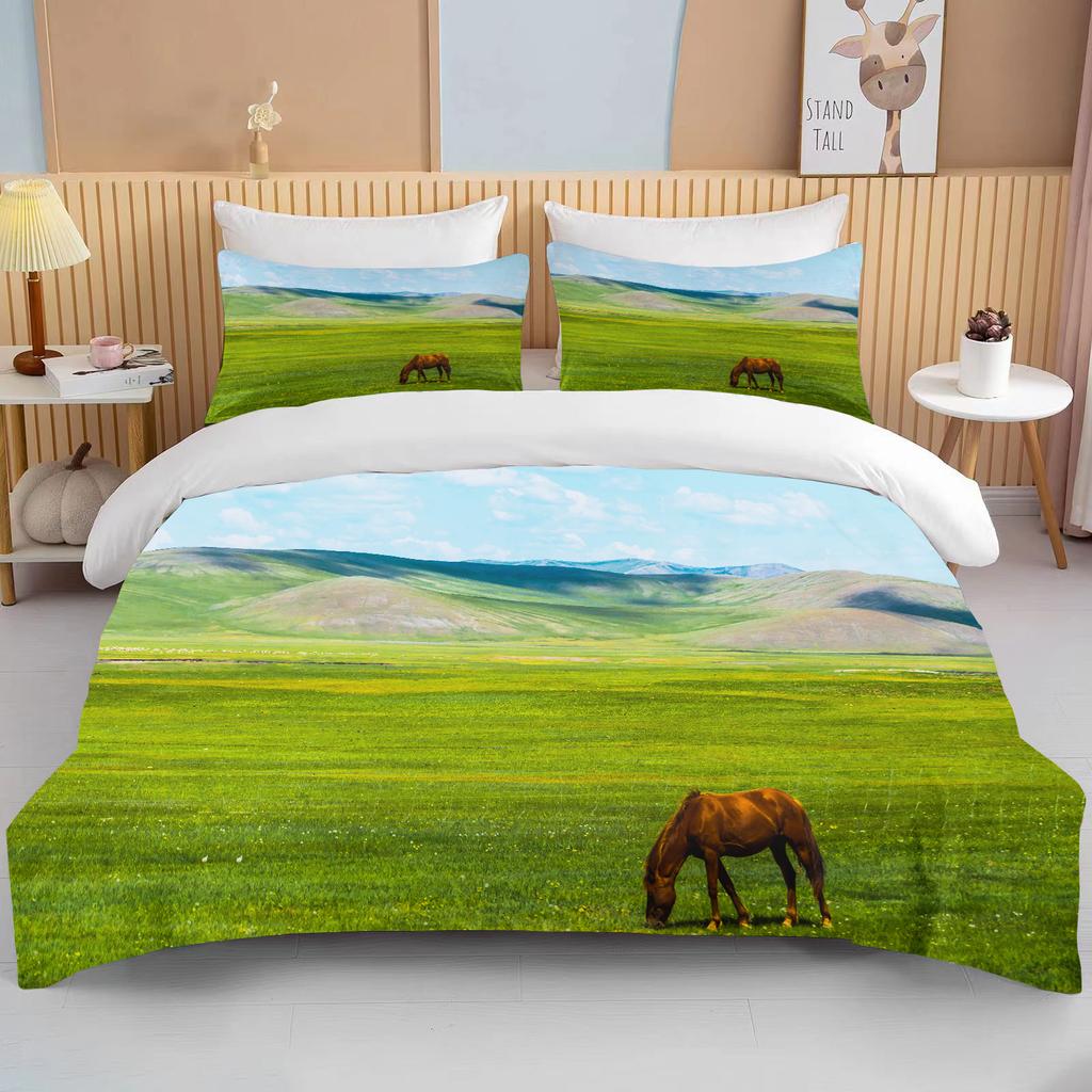 China Grassland European And American King Size Double Bed Children's Bedding  Microfiber Or Polyester Duvet Cover 3 Piece Set