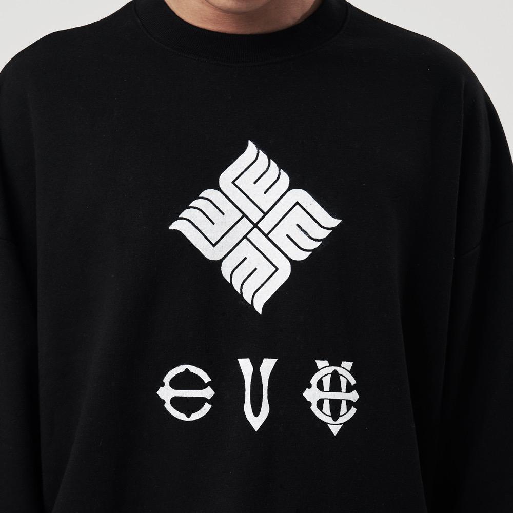 EIGHTVOLUME [Fleece-Lined] Ev New Emblem Oversized Sweatshirt