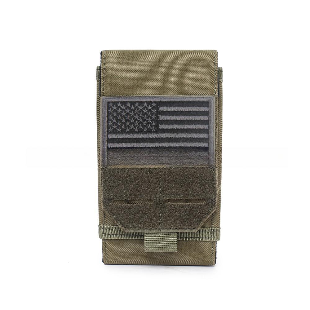 

Outdoor Phone Waist Bag Wild Sports Accessory Pouch Expandable Mobile Hanging Case Free Embroidered Badge Universal Carry Sack зелений