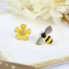 Women Creative Gifts Cute Bee Flower Earrings Korean Edition Girl's Versatile Style Asymmetric Creative Exquisite Earrings Gift