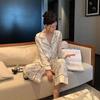 Autumn Ice Silk Luxury Women's Pajamas Lapel Cardigan Home Clothes for Women Cute Rabbit Printing Princess Home Wear