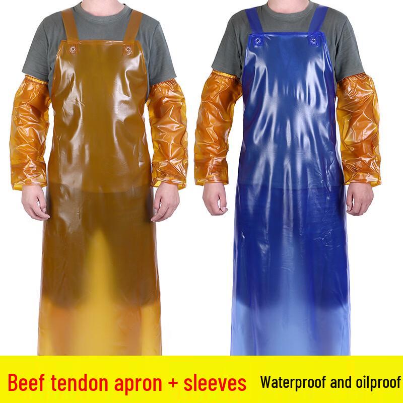 RongAnDun Waterproof Oil-Proof Bib Apron with Sleeves