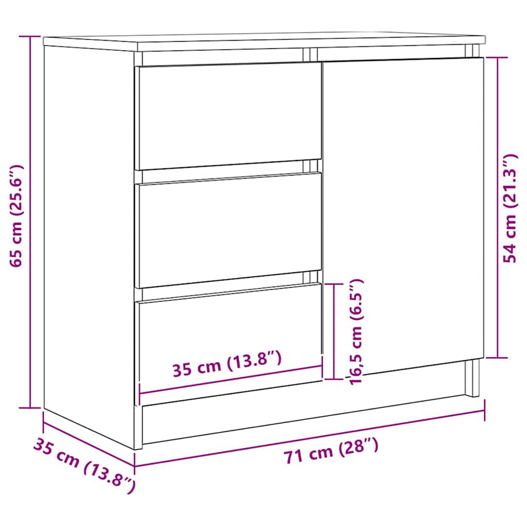 Sideboard with Drawer Grey Sonoma 71 x 35 x 65 cm Engineered Wood