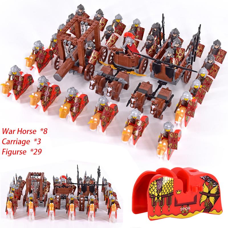 Medieval Age Castle Knights Spartan Warriors Crusader Roman Legion Infantry War Horse Chariot Building Bricks Blocks Figures Toy
