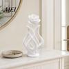 One-piece 3D Printed Vase Rose Sculpture, Hollow Floral Art Figurine with Matte Finish, Bookshelf Decor Piece Minimalist Desk for Living Room Entryway