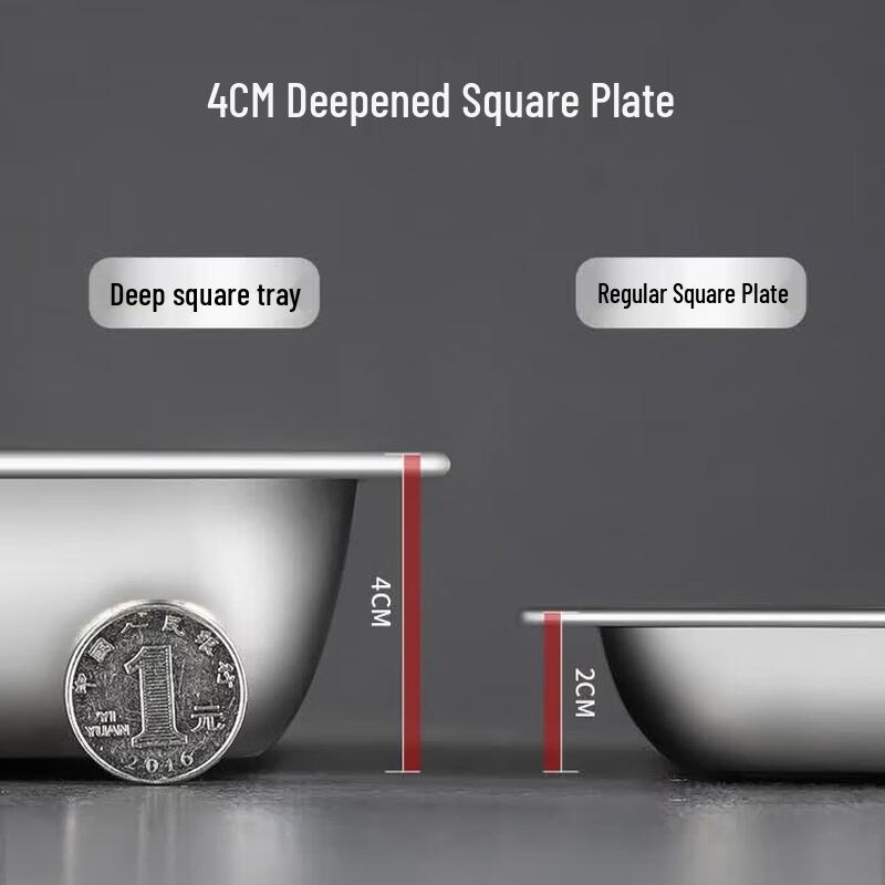 Mei Chu 304 Stainless Steel 40cm Deep Square Tray