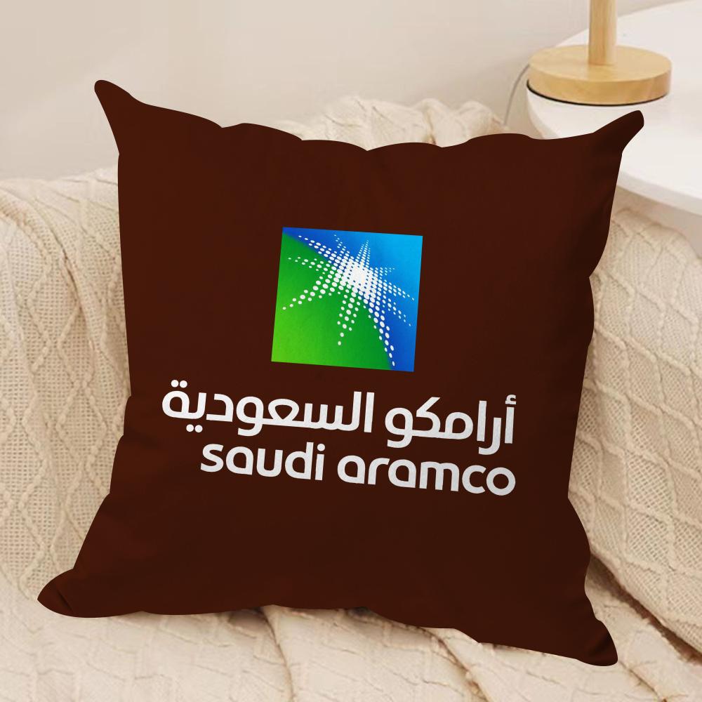 S-Saudi A-Aramco Cushion Cover Soft Plush Fabric Double-Sided Printed Sofa Cushion Cover for All Seasons Home Decor Gift